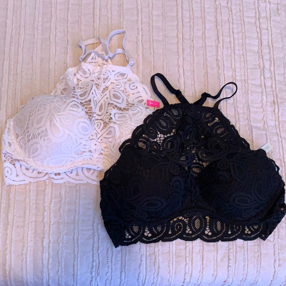 2 PINK Victoria’s Secret Lace Halter Push Up Bra’s